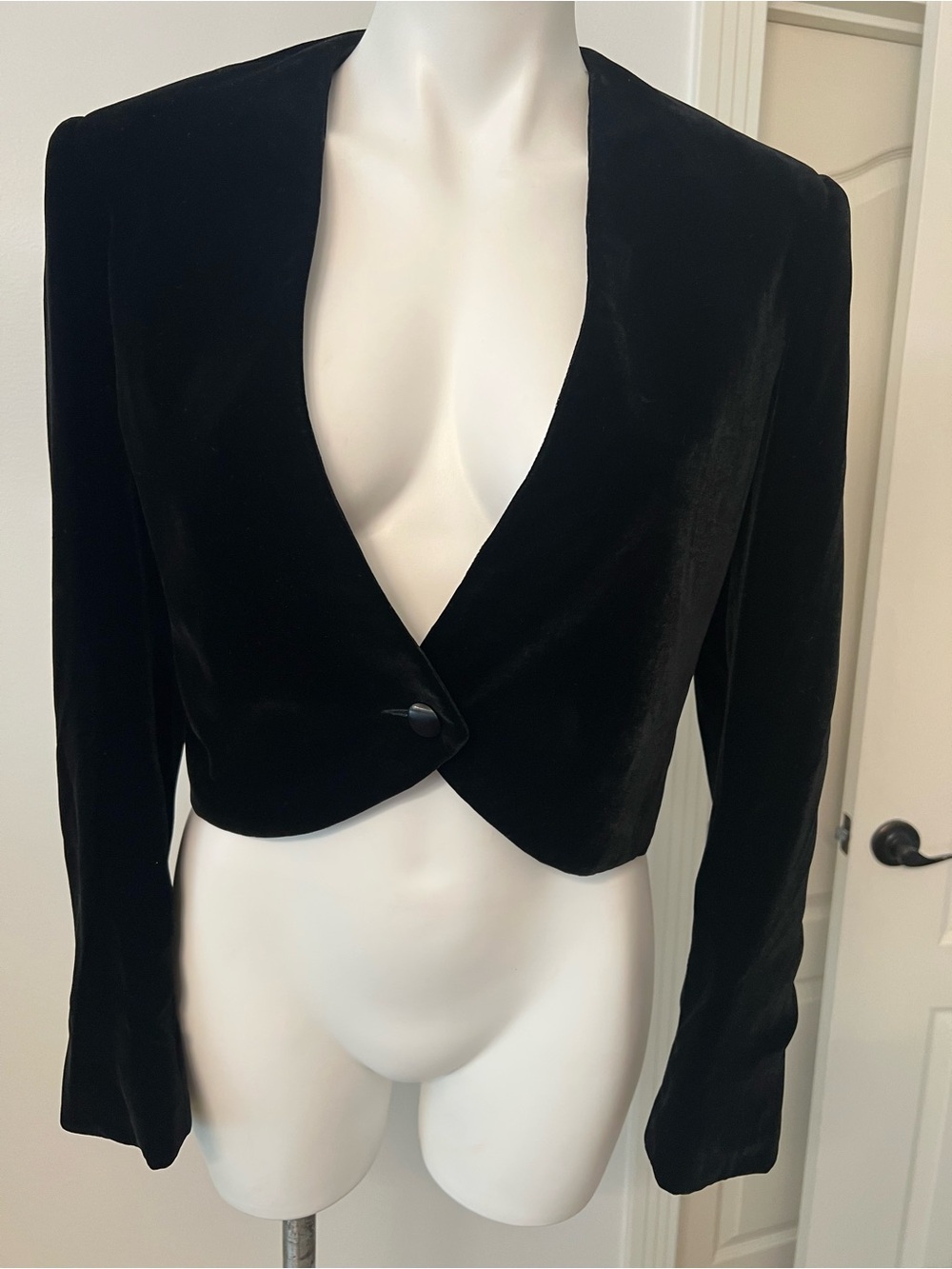 Vintage Christian Dior Separates Black Velvet Cropped Jacket Blazer Size 12